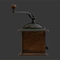 Vintage Manual Coffee Grinder With Wooden Base And Metal Top Kitchen Appliance