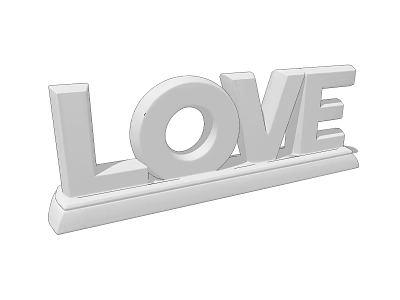 Elegant White 3D LOVE Letters Decorative Ornament Set With Base Stand For Home Decor 3d model