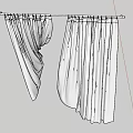 White Flowy Curtains On White Curtain Rod Partially Drawn Over Light Wooden Floor