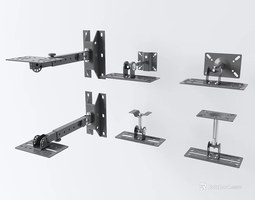 Heavy Duty Iron Shelf Brackets With Wall Mounted Design And Durable Metal Construction 3d model 