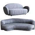 Gray Curved Sectional Sofa With Modern Upholstered Design And Comfortable Seating 3d model