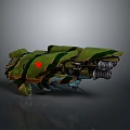Advanced Military Weapon Design With Green Camouflage Red Star And Mechanical Engines