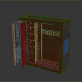 Rusty Metal Cabinet With Open Door And Internal Shelves Compartments Design