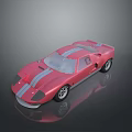 Shiny Pink Race Car with White Stripes and Sleek Design on Dark Surface