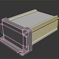 Durable Grey Metal Enclosure with Heat Sink Fins and Mounting Holes for Industrial Electronic Applications