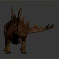 Red Orange Stegosaurus Dinosaur With Textured Skin Spiked Back Plates And Tail