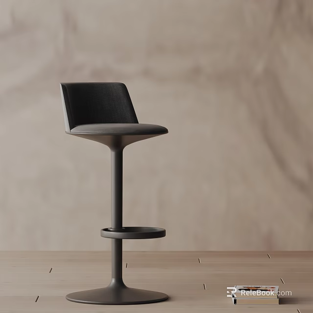 Modern Black Bar Stool With Sleek Design And Circular Base For Kitchen Counter 3d model 