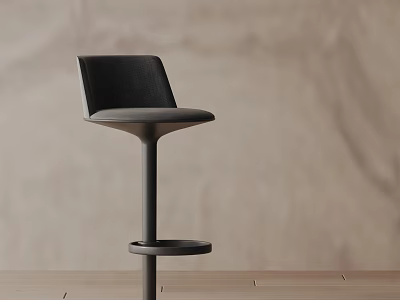 Modern Black Bar Stool With Sleek Design And Circular Base For Kitchen Counter 3d model