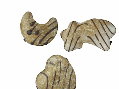 Homemade Baked Cookies In Irregular Shapes With Chocolate Stripes On Surface 3d model