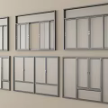 Various Modern Glass Window Designs With Different Frame Styles On Wall 3d model