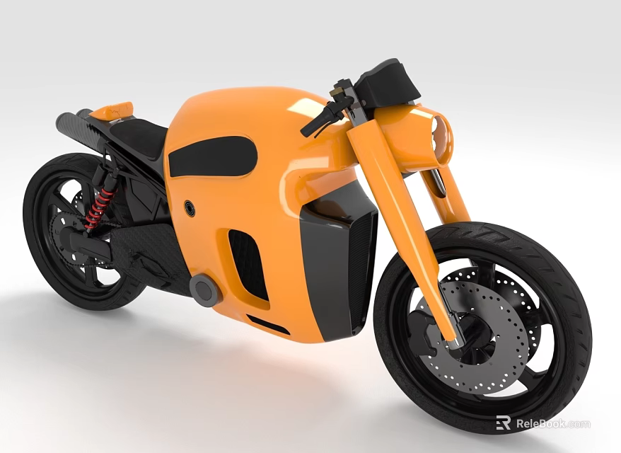 Orange Concept Motorcycle With Modern Sleek Design And Black Accents 3d model 