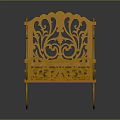 Orange Decorative Sleigh Equipment With Intricate Carvings And Curved Design Details