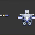 Game Movie Character Blue Silver Mechanical Robot With Yellow Glowing Sword