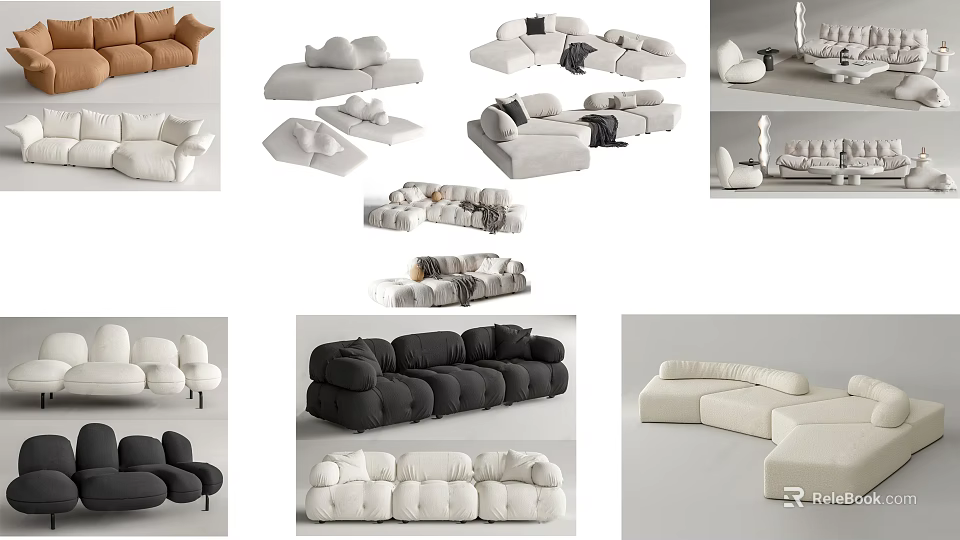 Modern Sofa And Coffee Table Set With Various Designs For Living Room Furniture 3d model 