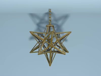 Star Shaped Gold Geometric Metal Chandelier with Hanging Chain and Modern Design 3d model