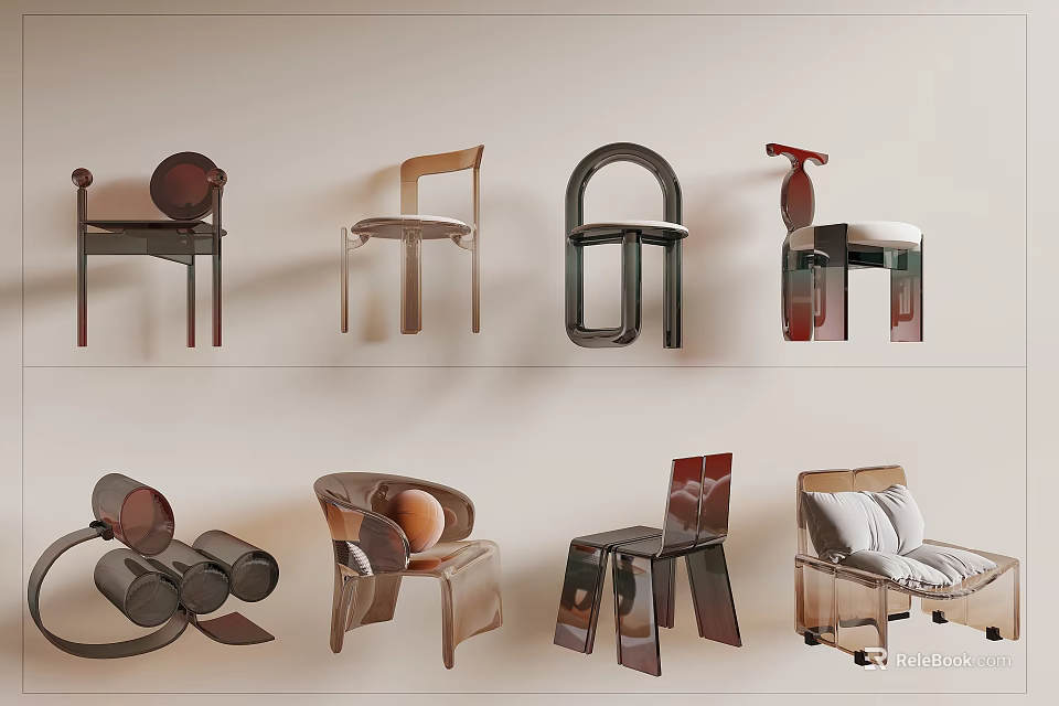Modern Leisure Chairs Featuring Various Unique Designs And Stylish Shapes 3d model 