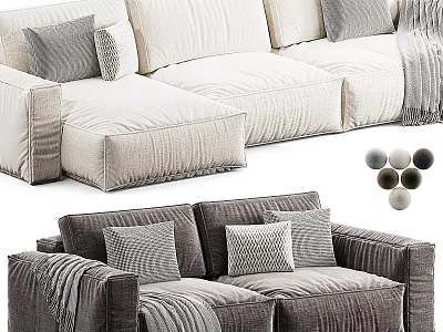 Modern Sofa Designs Featuring Light And Dark Gray Upholstery With Pillows And Throw Blankets 3d model