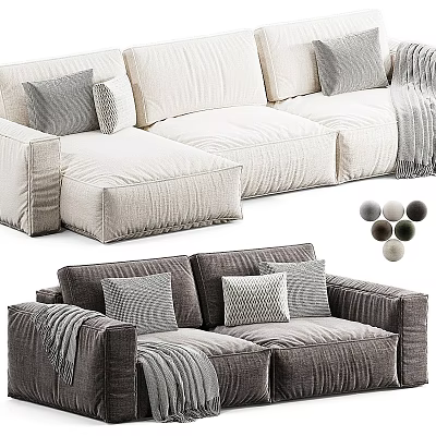 Modern Sofa Designs Featuring Light And Dark Gray Upholstery With Pillows And Throw Blankets 3d model