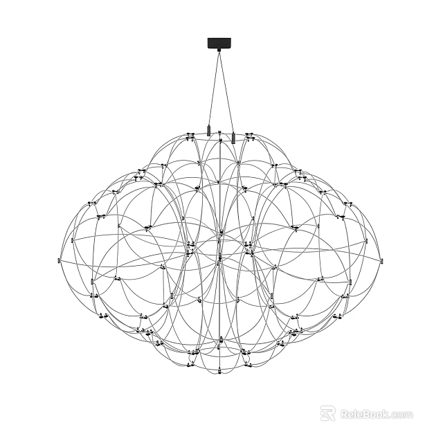 Unique Modern Chandelier With Intricate Geometric Interwoven Lines And Spherical Design 3d model 