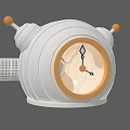 Unique Cartoon Style White Clock With Orange Antennae Mesh Side And Round Dial 3d model