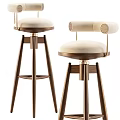 Elegant Modern Wooden Bar Stools With Upholstered Seats And Metal Accents