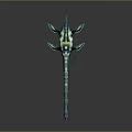 Blue Dragon Themed Decorative Artifact With Golden Accents And Long Handle