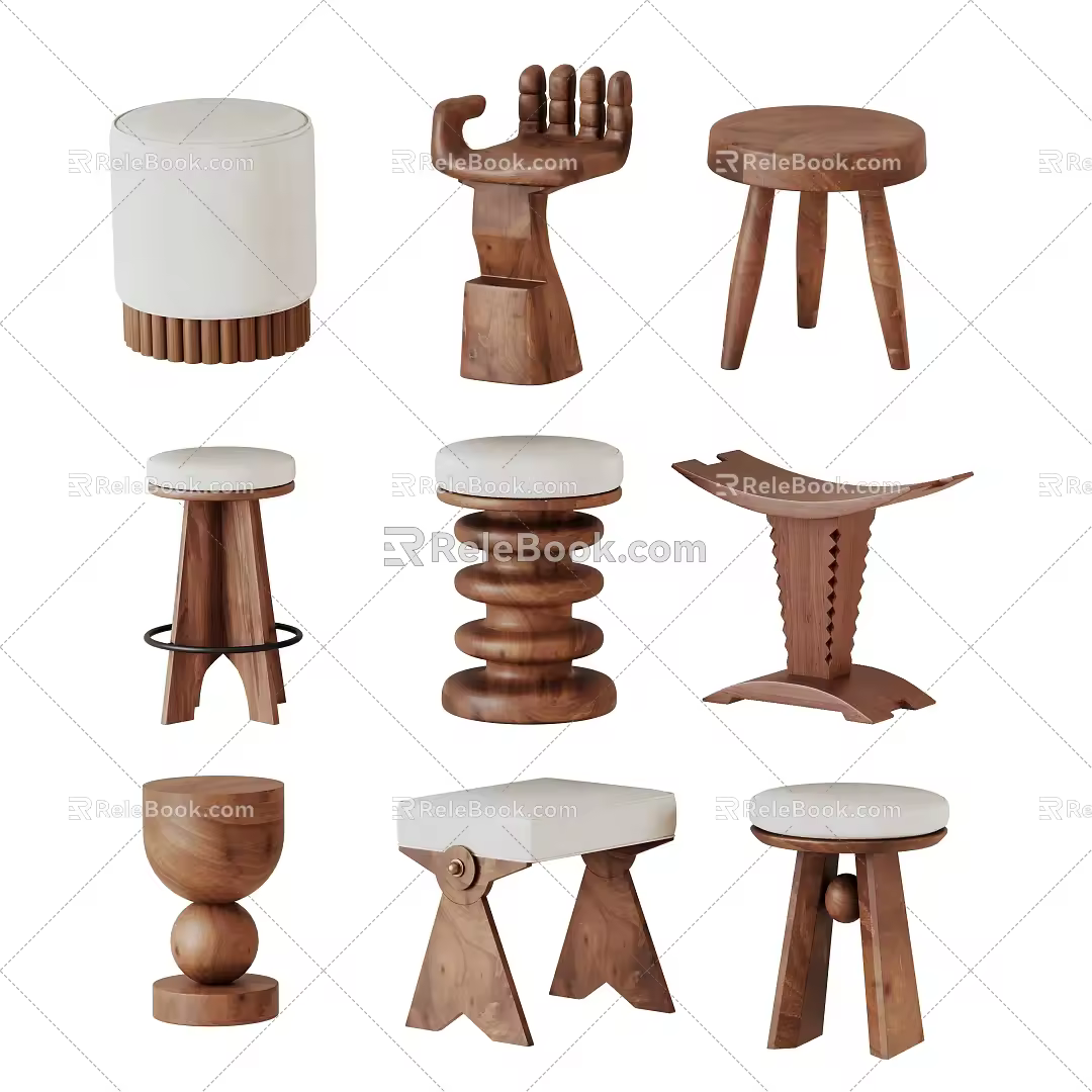 Middle style stool 3d model