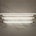 Modern Linear LED Pendant Light With Black Metal Frames Hanging Over Textured Artistic Wall 3d model