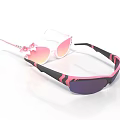 Stylish Pink And Black Sunglasses With Bow Decoration And Gradient Dark Lenses