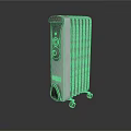 Portable Electric Radiator With Mobile Wheels Thermostat Control And Silver Finish Design