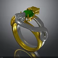 Snake Design Ring With Gold And Silver Wrapping And Green Gemstone