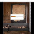 Rustic Interior Featuring Large Brown Tapestry Wooden Wall And Fireplace Flames