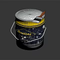 Flextone Interior Flat Paint Bucket With Yellow And Blue Body And Red Brush