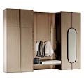 Elegant Wooden Entryway Side Cabinet with Mirror Hanging Clothes and Bench