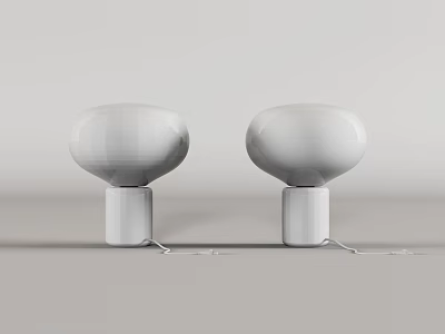 Two Modern White Table Lamps with Spherical Shades and Cylindrical Bases 3d model