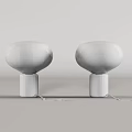 Two Modern White Table Lamps with Spherical Shades and Cylindrical Bases