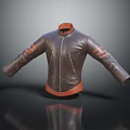 Brown Leather Jacket With Orange Collar Cuffs And Stripes On Sleeves Modern Design