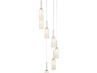 Modern Chandelier With Multiple Hanging Cylindrical Glass Shades And Metal Chains 3d model