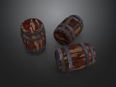 Rustic Wooden Barrels Designed For Storing Traditional Food Items Vintage Style 3d model
