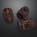 Rustic Wooden Barrels Designed For Storing Traditional Food Items Vintage Style