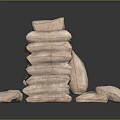 Stacked Daily Living Sacks Made Of Natural Material With Open Pouch Showing Grain