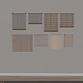 Window Blinds in Various Natural Tones and Different Designs for Home 3d model