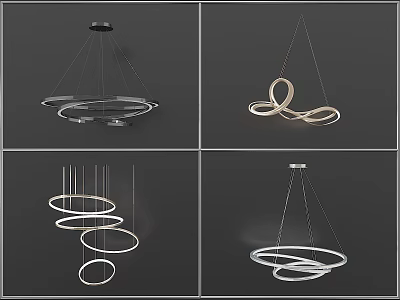 Modern Elegant Chandelier With Circular Rings Multiple Layers And Sleek Hanging Design 3d model