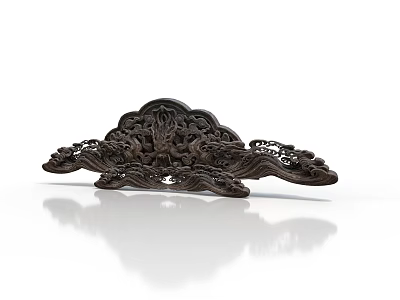 Intricate Wooden Sculpture Carving With Cloud Shaped Design And Ornate Patterns 3d model