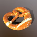 Golden Salted Pretzel With Twisted Shape And White Salt Crystals