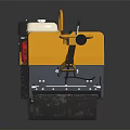 Small Yellow Road Roller With Red Engine And Long Handle Design
