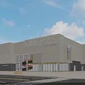 Modern Museum Building With White Exterior Large Glass Windows And Textured Walls