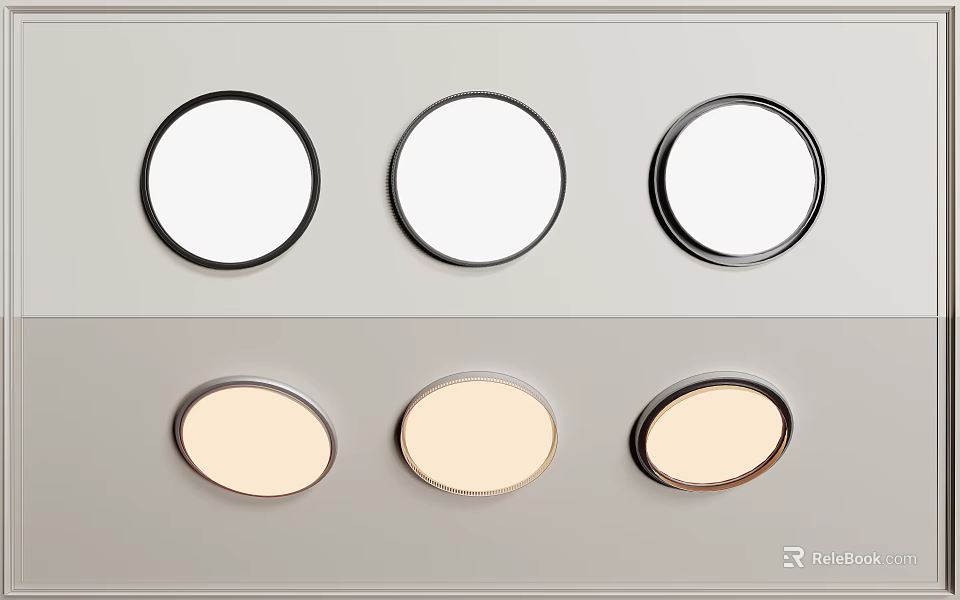 Round And Oval Ceiling Lights With Different Frames 3d model