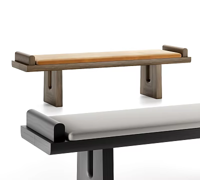 Modern Wooden Stools With Upholstered Seats In Brown And Black Contemporary Styles 3d model