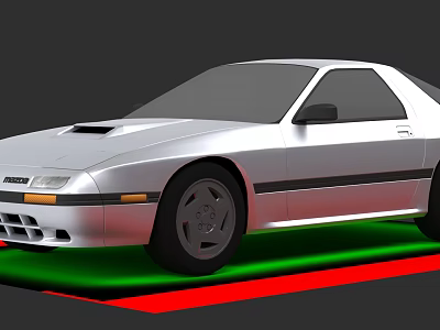 Silver Sports Car With Sleek Design And Green Red Accent Base 3d model